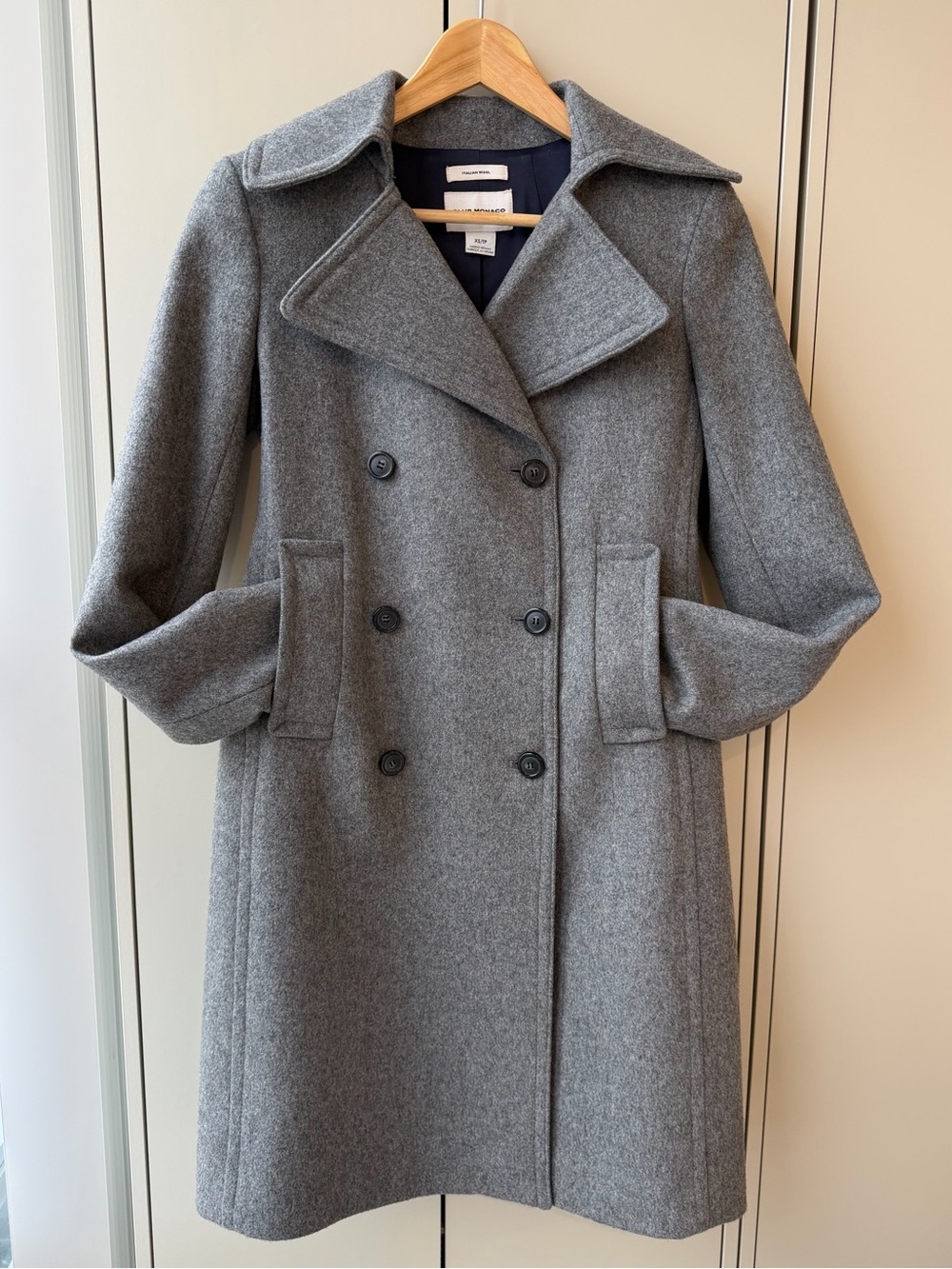 Club Monaco Women's Gray Wool Double-Breasted Pea Coat